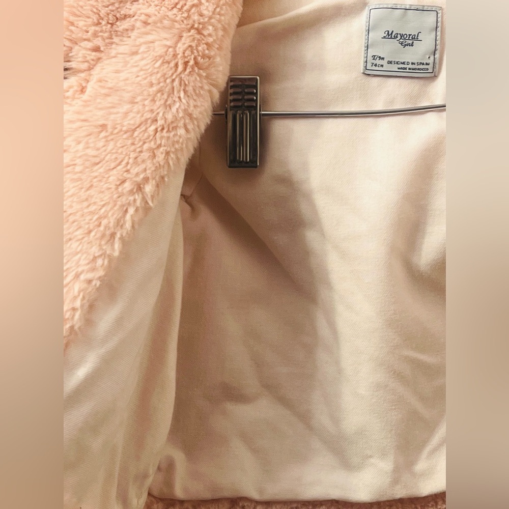 Mayoral faux fur hooded coat for baby girls - Picture 9 of 10
